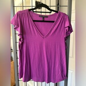 White House Black Market purple Flutter Sleeve Tee